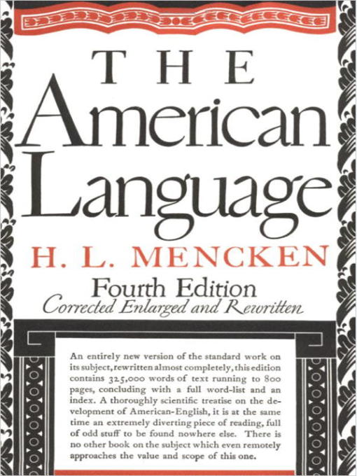 Title details for American Language by H.L. Mencken - Available